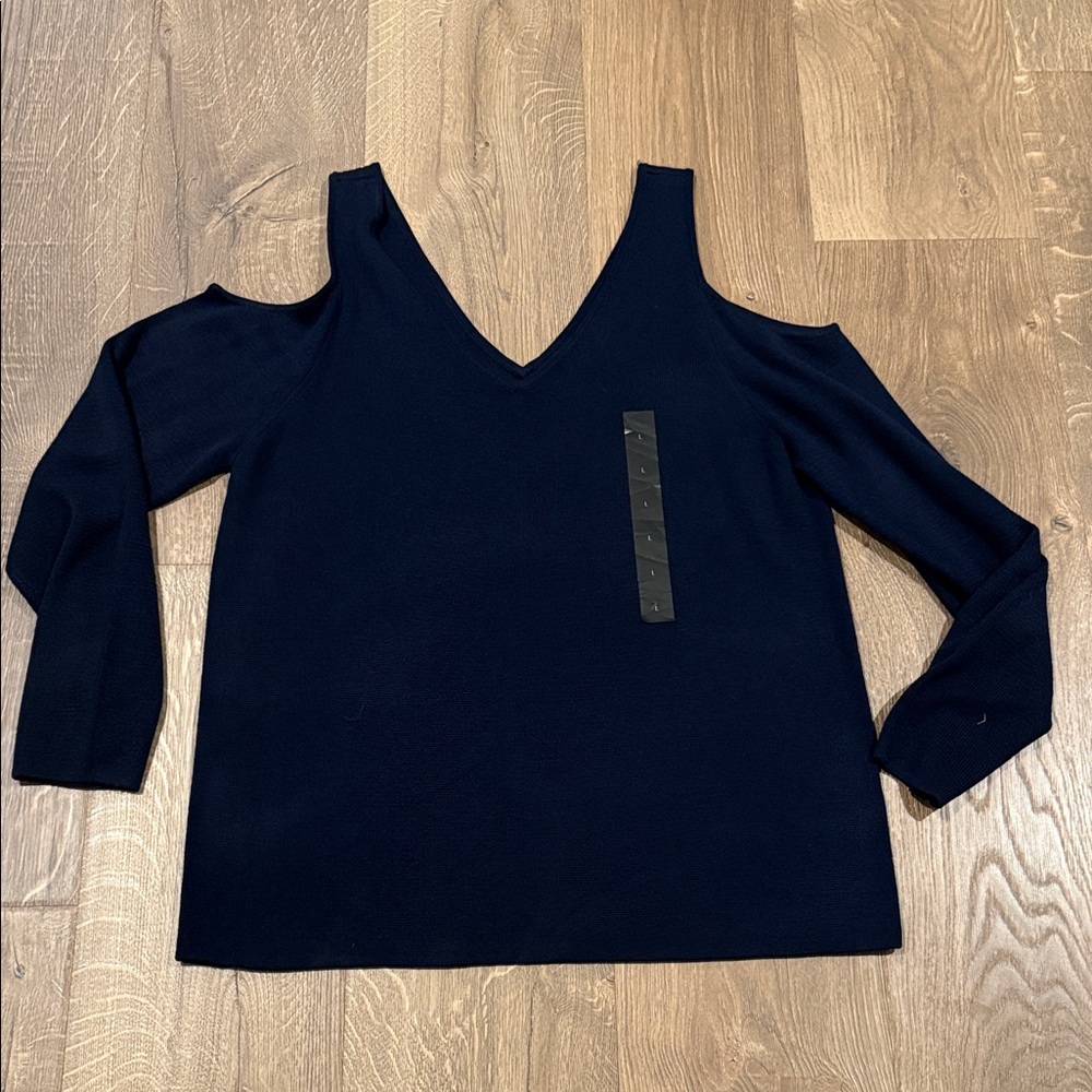 NWT Banana Republic Navy Cold Shoulder Sweater